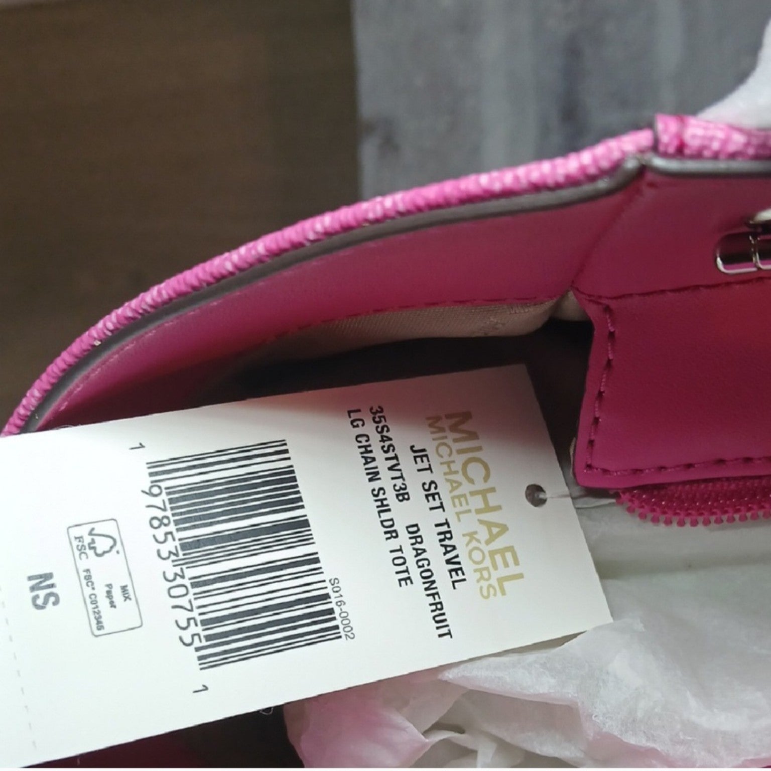 Michael Kors Jet Set Large Signature Top Zip Shoulder Bag – Dragonfruit Pink NWT