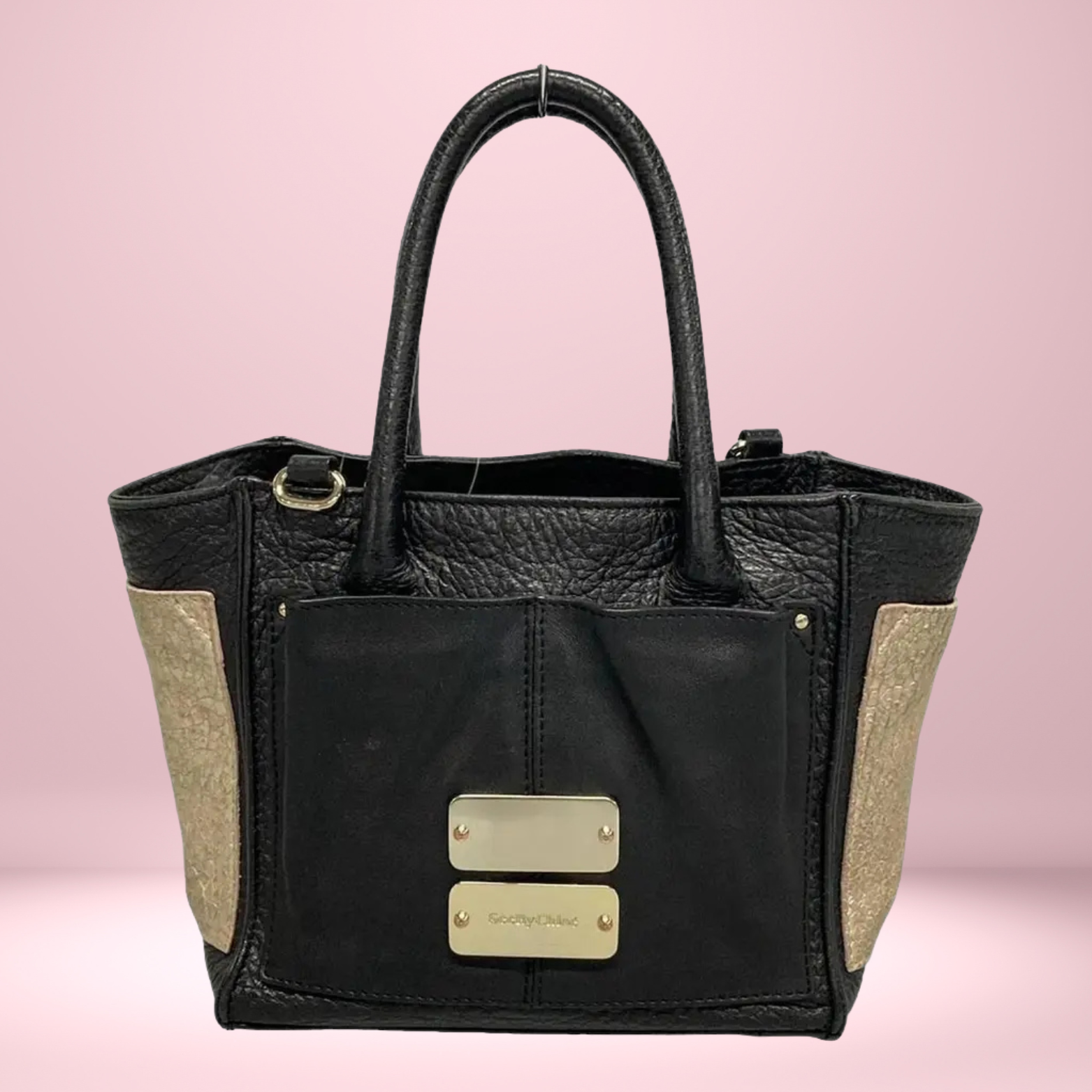 See By Chloe Black Leather Tote Bag - Authentic Designer Handbag with Gold Hardware