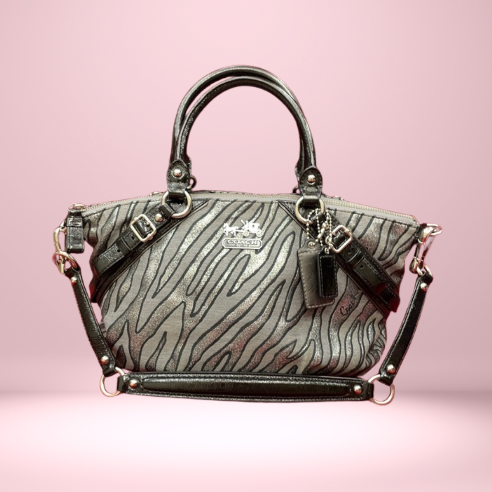 Coach Madison Sophia Zebra Jacquard Gallery Satchel - 15925 - Lurex Zebra Print Satchel Bag