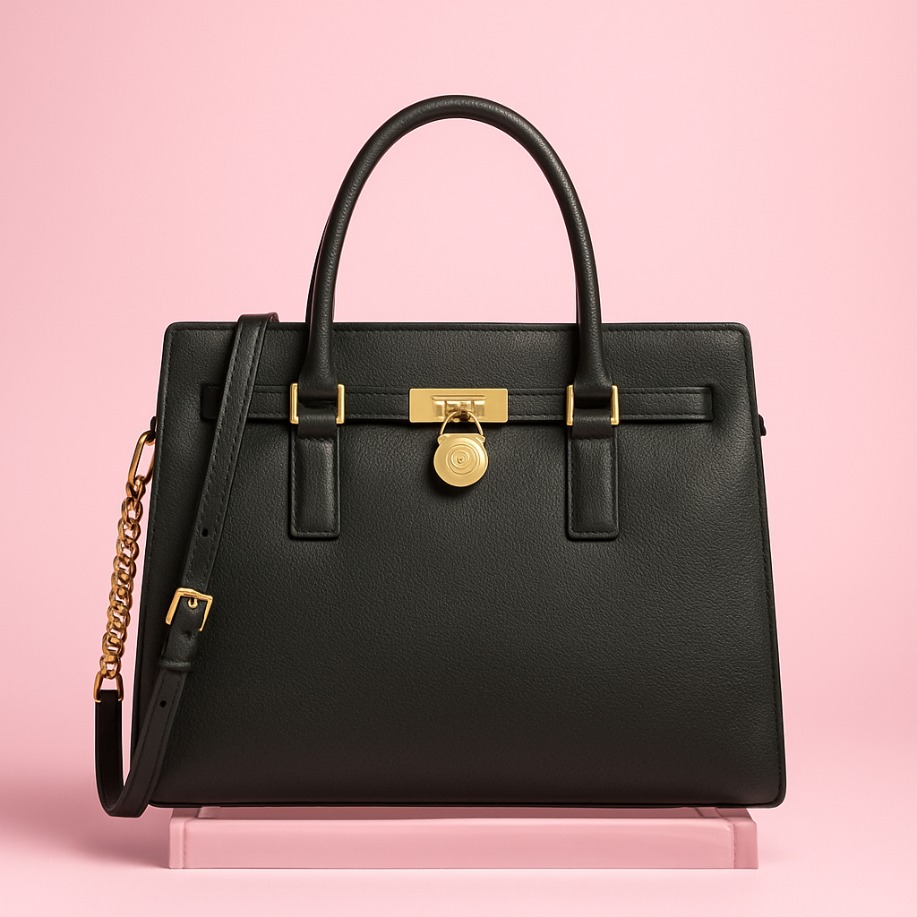 Michael Kors Hamilton Moderne Large Leather Satchel Black Excellent Condition