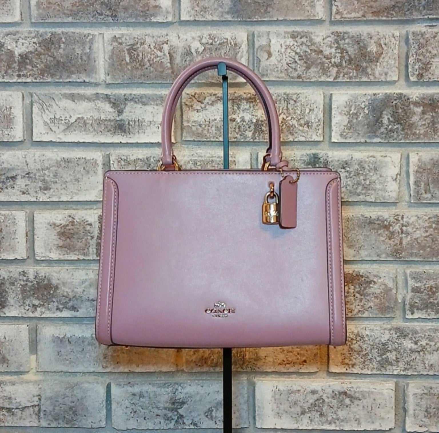 Coach Zoe Jasmine satchel, lavender leather, front view — NWT