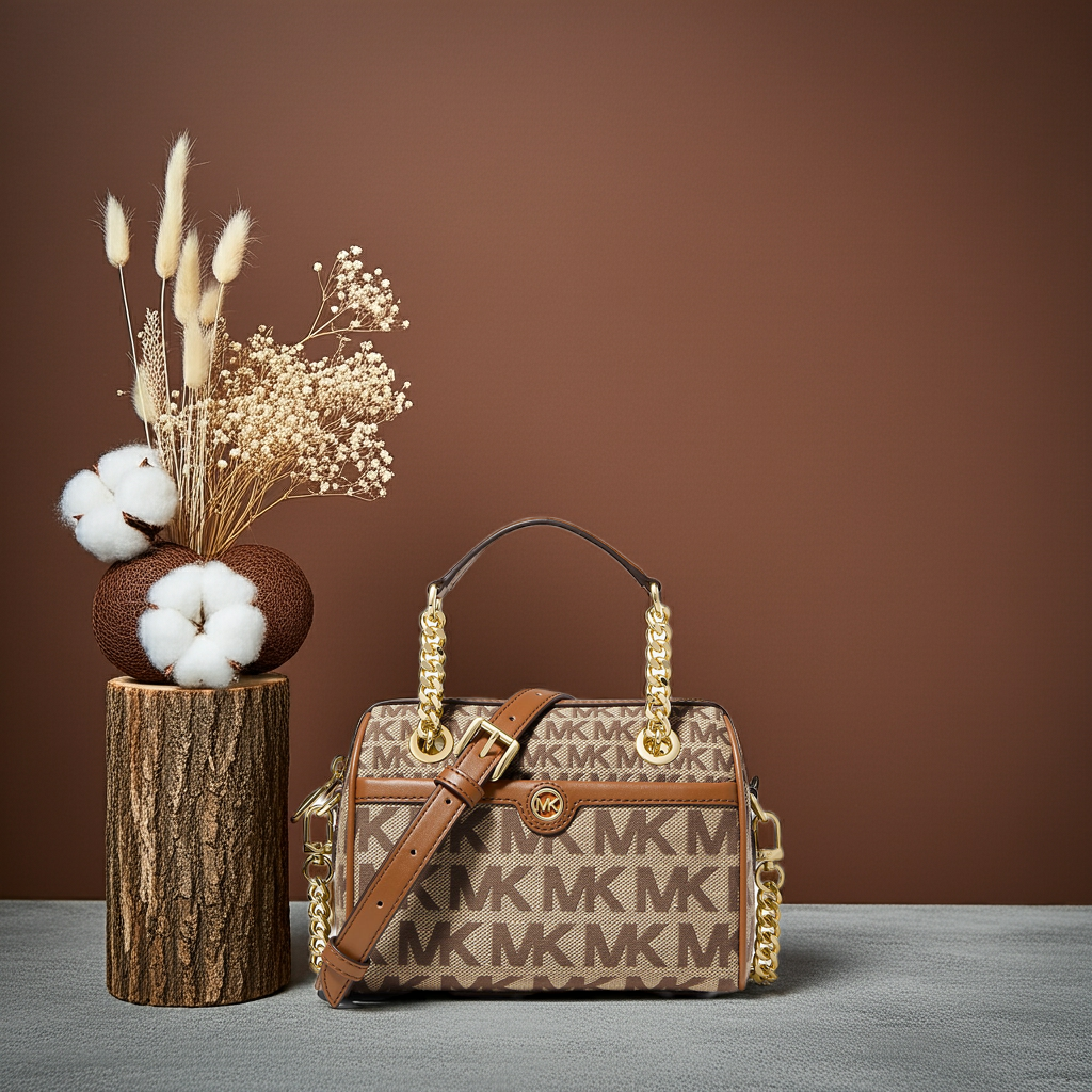 Michael Kors Blaire Small Satchel Crossbody – Signature Logo (Brown/Acorn)