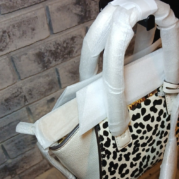 Michael Kors Cream & Black Cheetah Print Leather Satchel - NWT