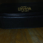 Tory Burch Black Pebbled Leather Crossbody Bag with Gold Logo - NWT Designer Purse