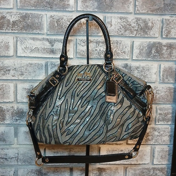 Coach Madison Sophia Zebra Jacquard Gallery Tote - 15925 - Lurex Zebra Print Satchel Bag