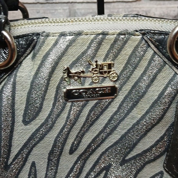Coach Madison Sophia Zebra Jacquard Gallery Tote - 15925 - Lurex Zebra Print Satchel Bag