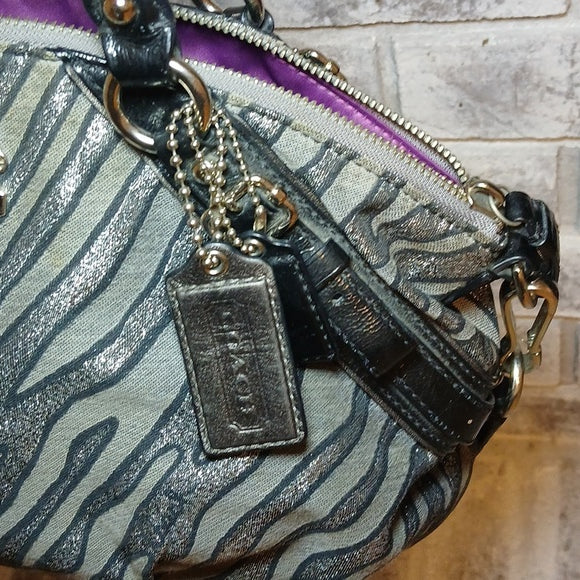 Coach Madison Sophia Zebra Jacquard Gallery Tote - 15925 - Lurex Zebra Print Satchel Bag