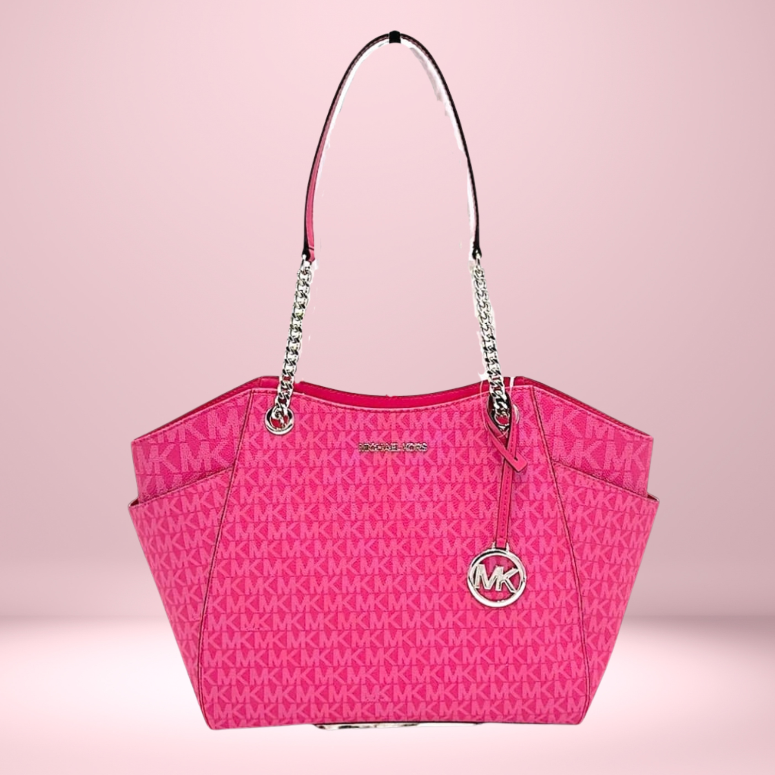 Michael Kors Jet Set Large Signature Top Zip Shoulder Bag – Dragonfruit Pink NWT